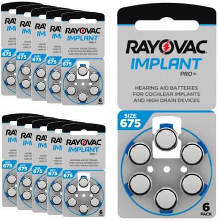 675 60-Pack Implant Pro+ Rayovac Cochlear CI - Hrapparatsbatterier