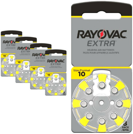 10  RAYOVAC EXTRA  - 32 Stycken Hrapparatsbatterier